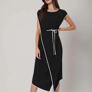 Black and white wrap MIDI MOTF (high end line at Shein) Dress